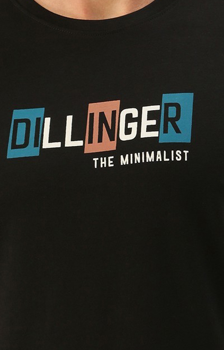 Dillinger | Men's Black Cotton Typographic Printed Regular T-Shirt 4