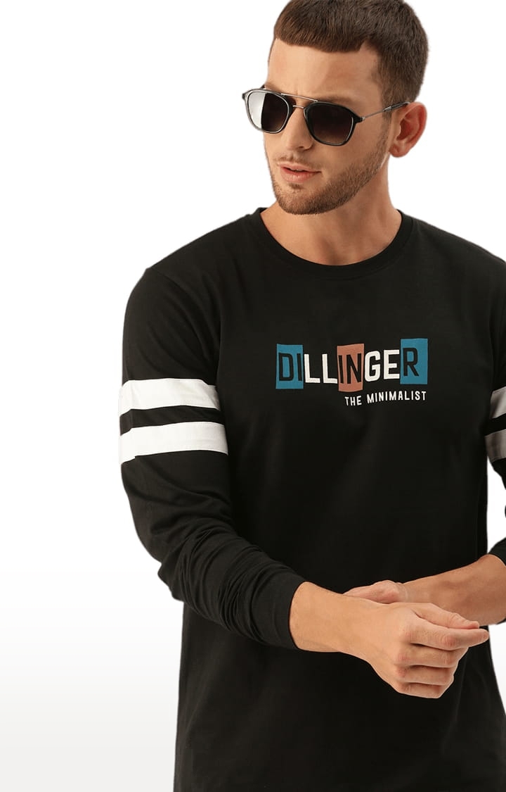 Dillinger | Men's Black Cotton Typographic Printed Regular T-Shirt 3