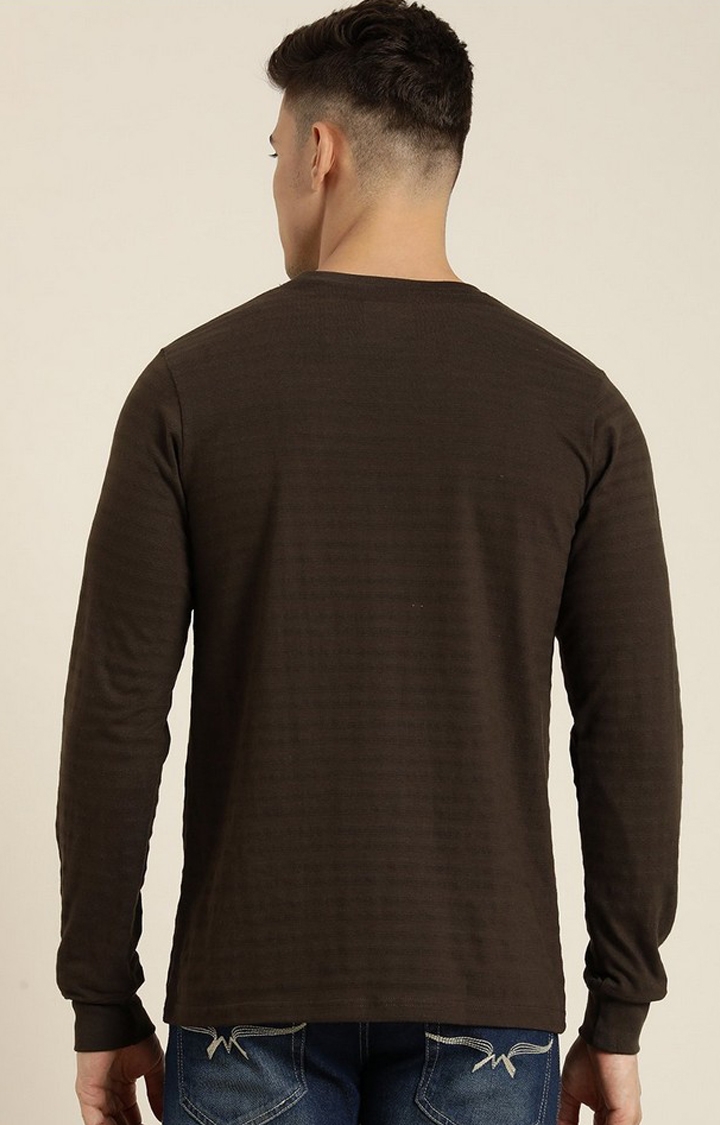 Men's Chocolate Brown  Solid Regular T-Shirt