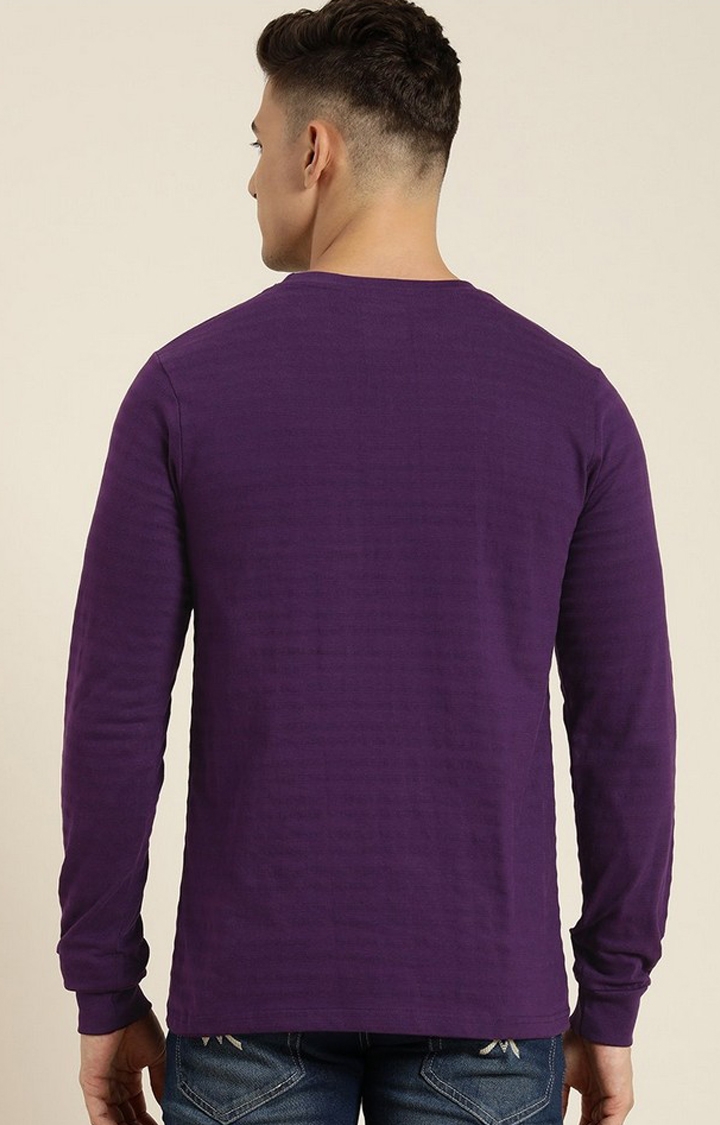 Men's Grape Royal  Striped Regular T-Shirt