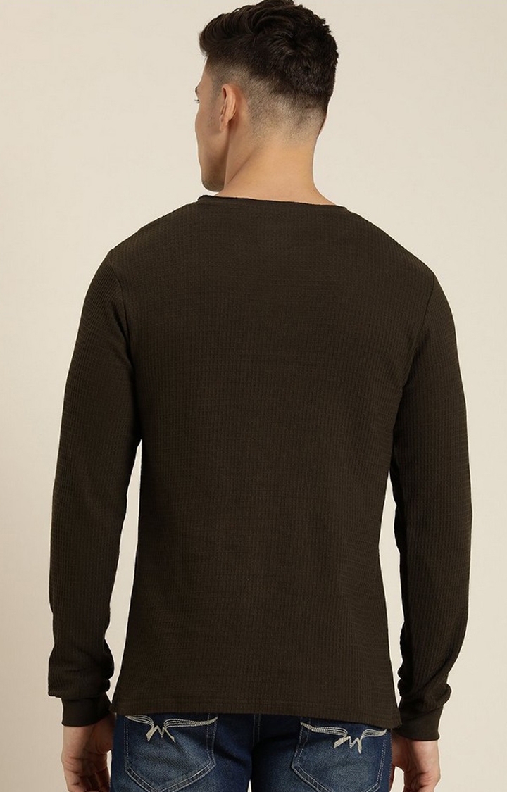 Men's Chocolate Brown  Solid Regular T-Shirts