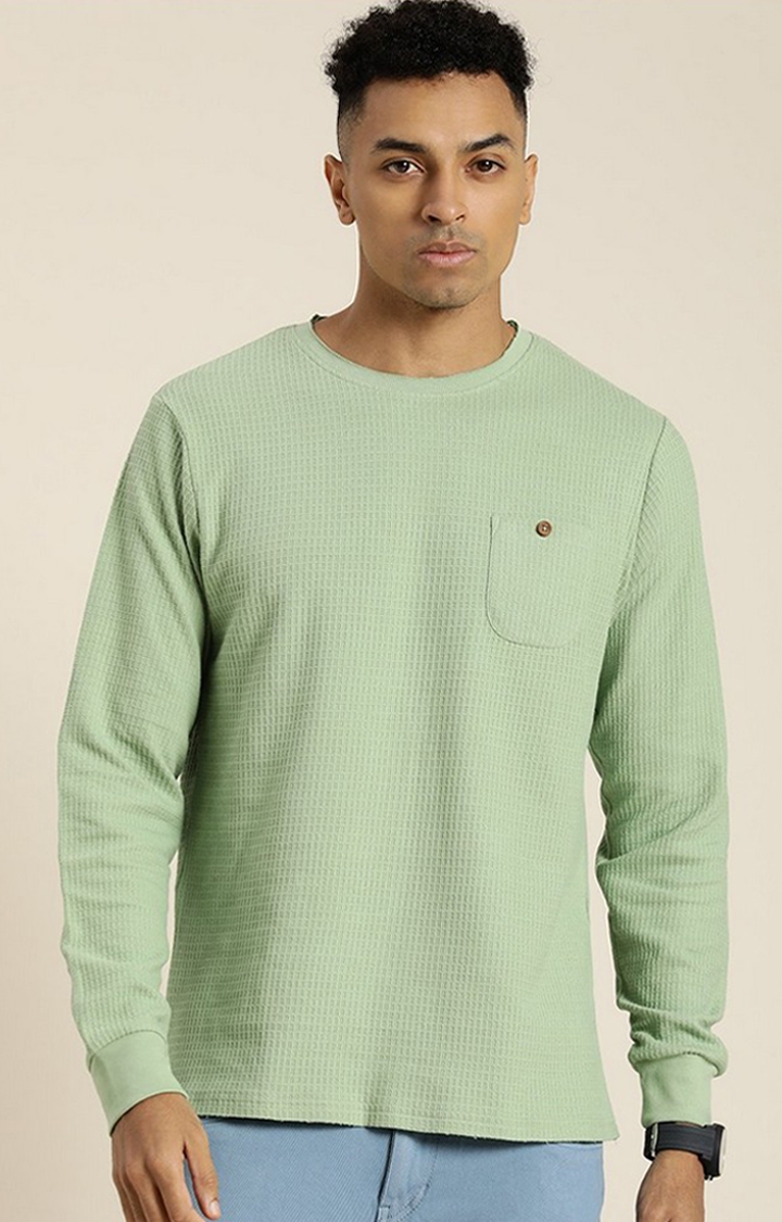 Dillinger | Men's Pista Green Solid Regular T-Shirts