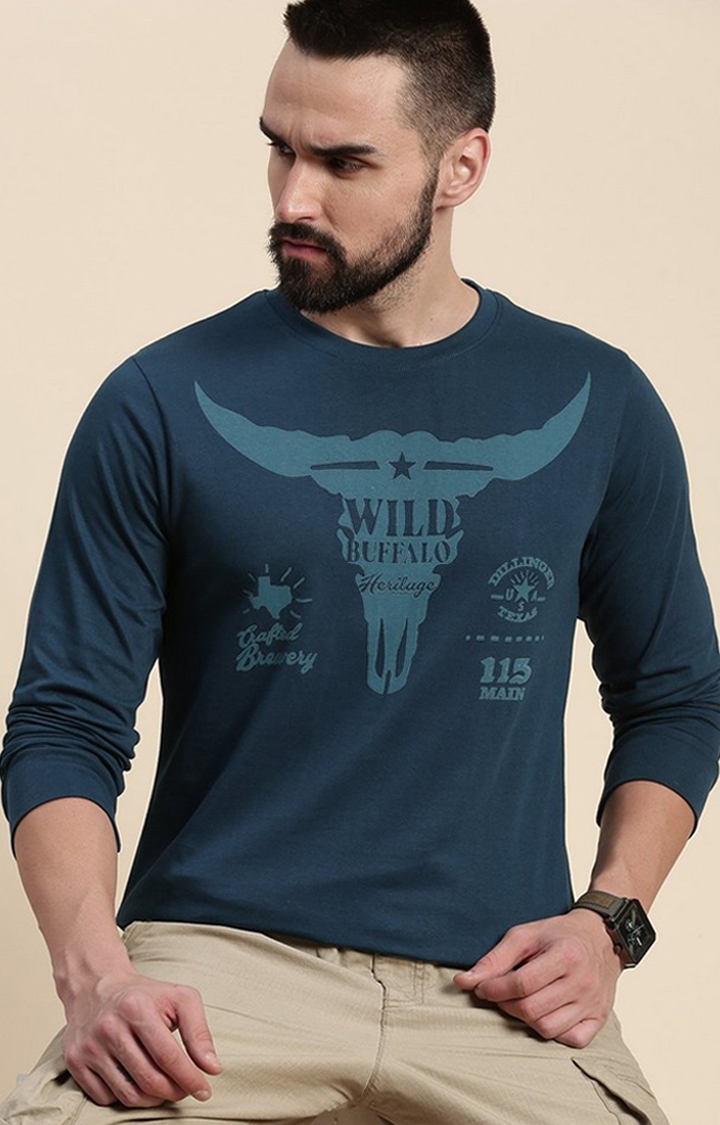 Dillinger | Men's Blue Graphics Regular T-Shirts