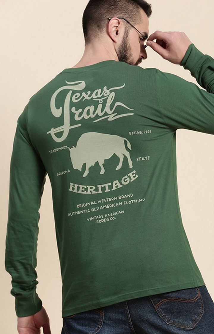 Men's Green Graphics Regular TShirts