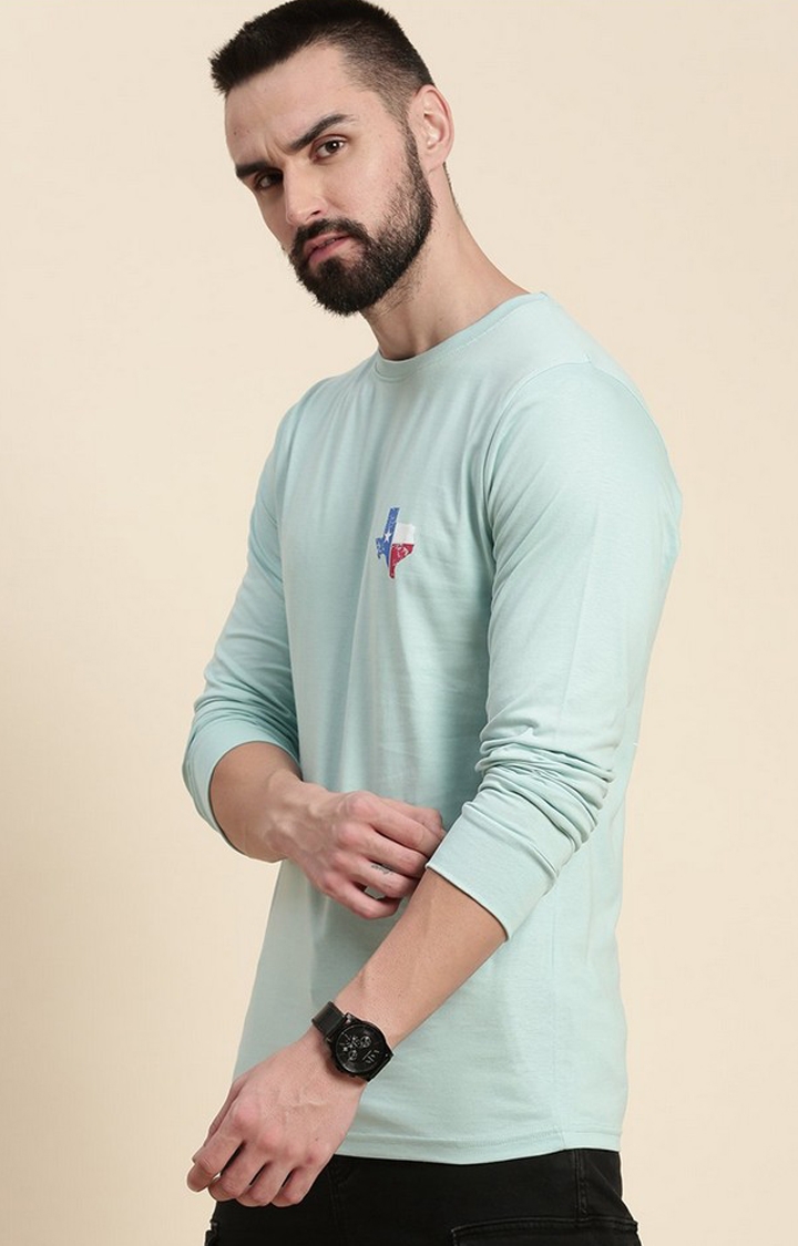 Men's Turquoise Graphics Regular T-Shirts