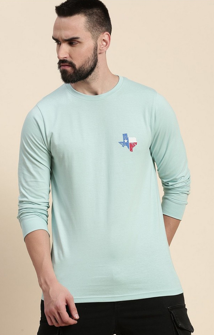 Men's Turquoise Graphics Regular T-Shirts