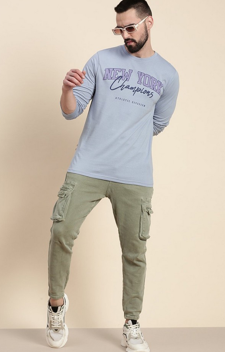 Men's Purple Typographic Regular T-Shirts
