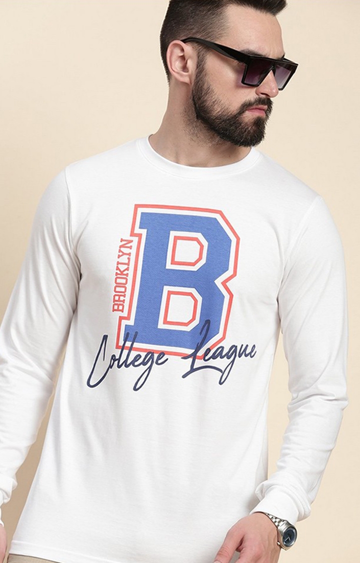 Men's White Graphics Regular T-Shirts