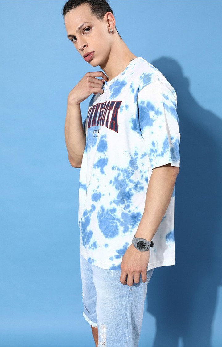 Men's Multicolour Cotton Tie Dye Printed Oversized T-Shirt