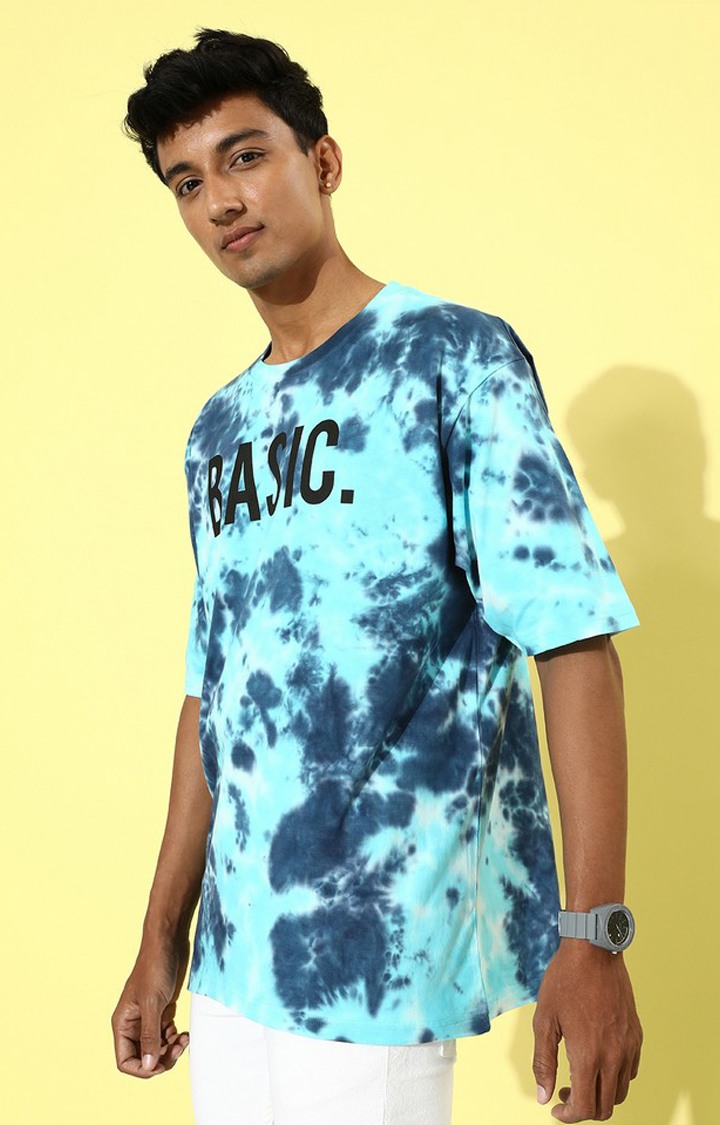 Men's Multicolour Cotton Tie Dye Printed Oversized T-Shirt