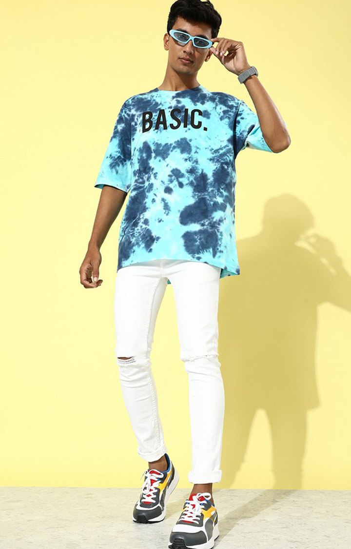 Men's Multicolour Cotton Tie Dye Printed Oversized T-Shirt