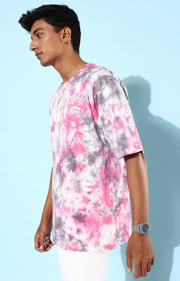 Dillinger | Men's Multicolour Cotton Tie Dye Printed Oversized T-Shirt