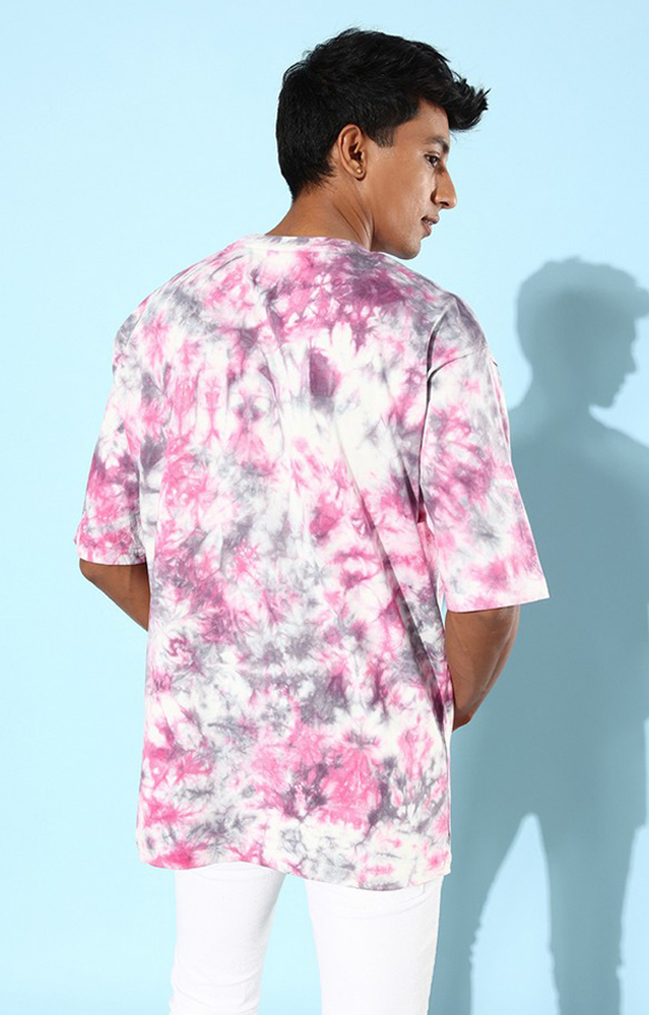 Men's Multicolour Cotton Tie Dye Printed Oversized T-Shirt