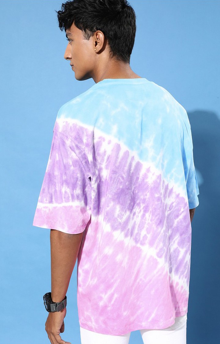 Men's Multicolour Cotton Tie Dye Printed Oversized T-Shirt