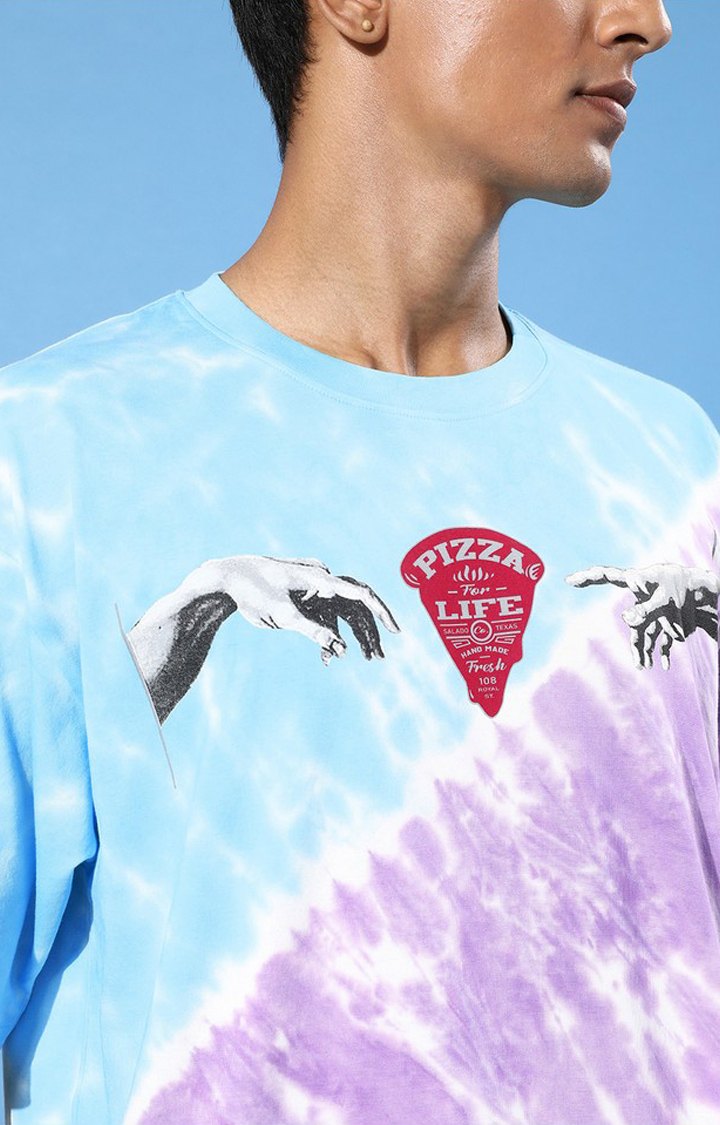 Men's Multicolour Cotton Tie Dye Printed Oversized T-Shirt