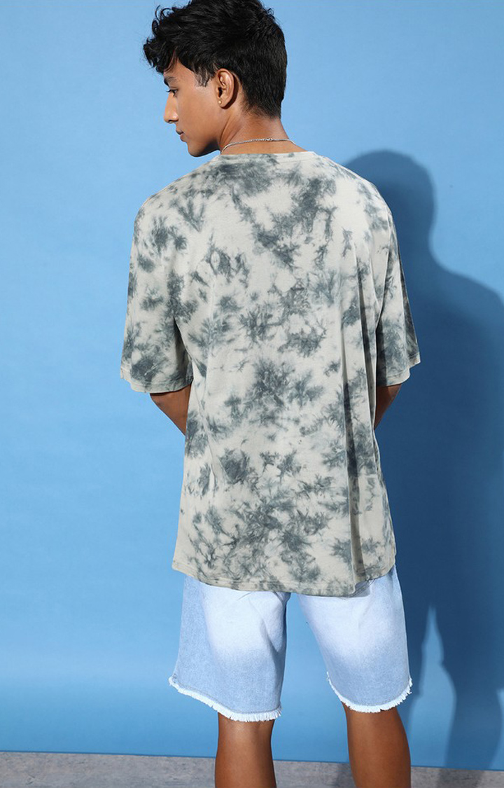 Relaxed Fit Tie-dye-patterned T-shirt - White/Light grey - Men