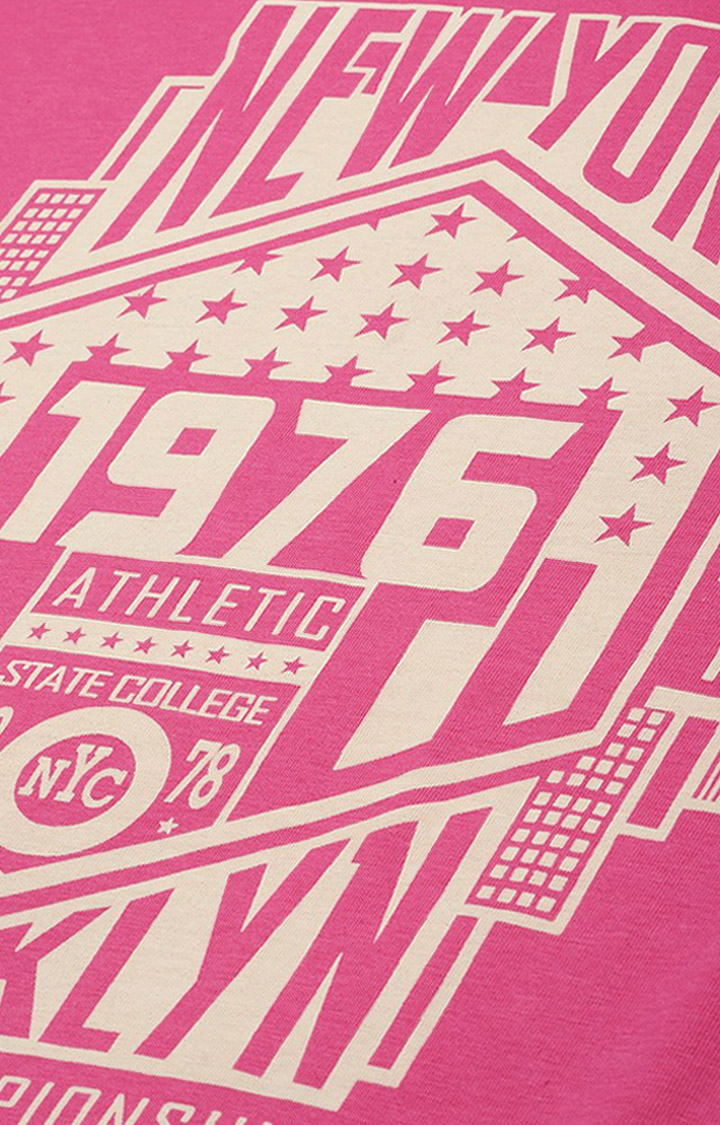 Men's Pink Typographic Oversized T-Shirts