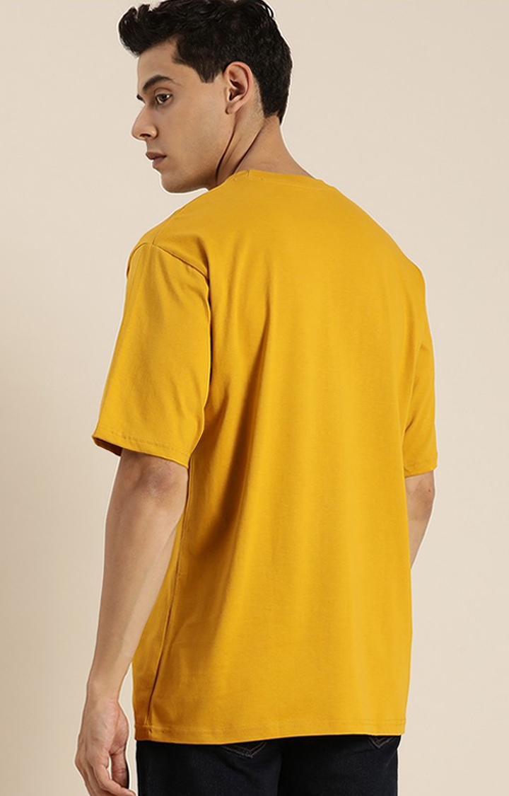 Dillinger | Men's Yellow Typographic Oversized T-Shirts 2