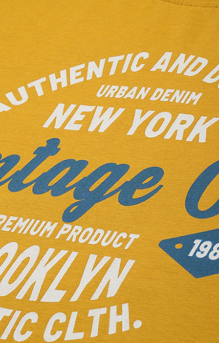 Dillinger | Men's Yellow Typographic Oversized T-Shirts 4