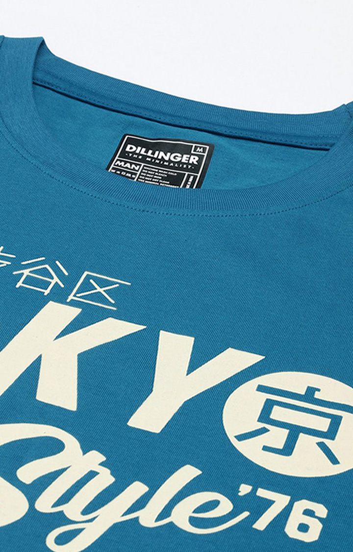 Men's Green Cotton Typographic Printed Oversized T-Shirt