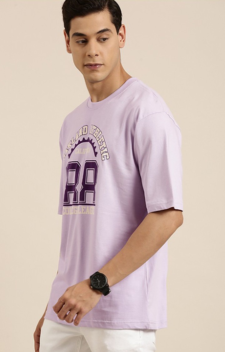 Men's Purple Typographic Oversized T-Shirts