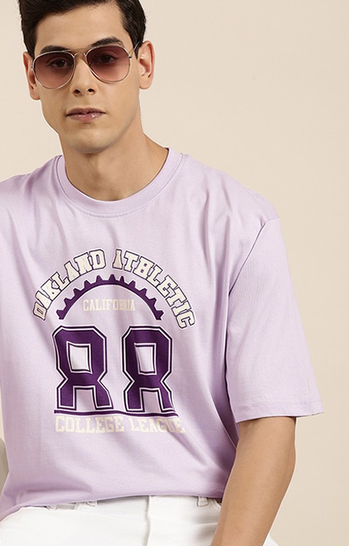 Men's Purple Typographic Oversized T-Shirts