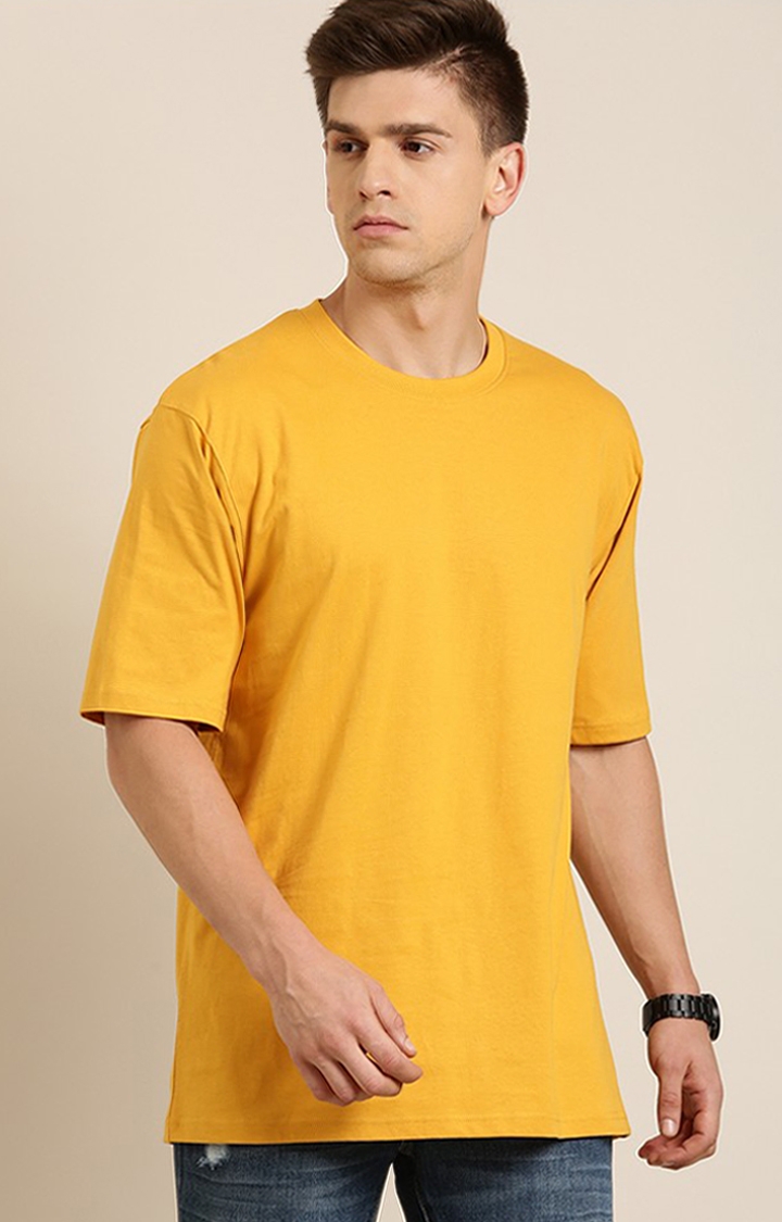Dillinger | Men's Yellow Solid Oversized T-Shirts