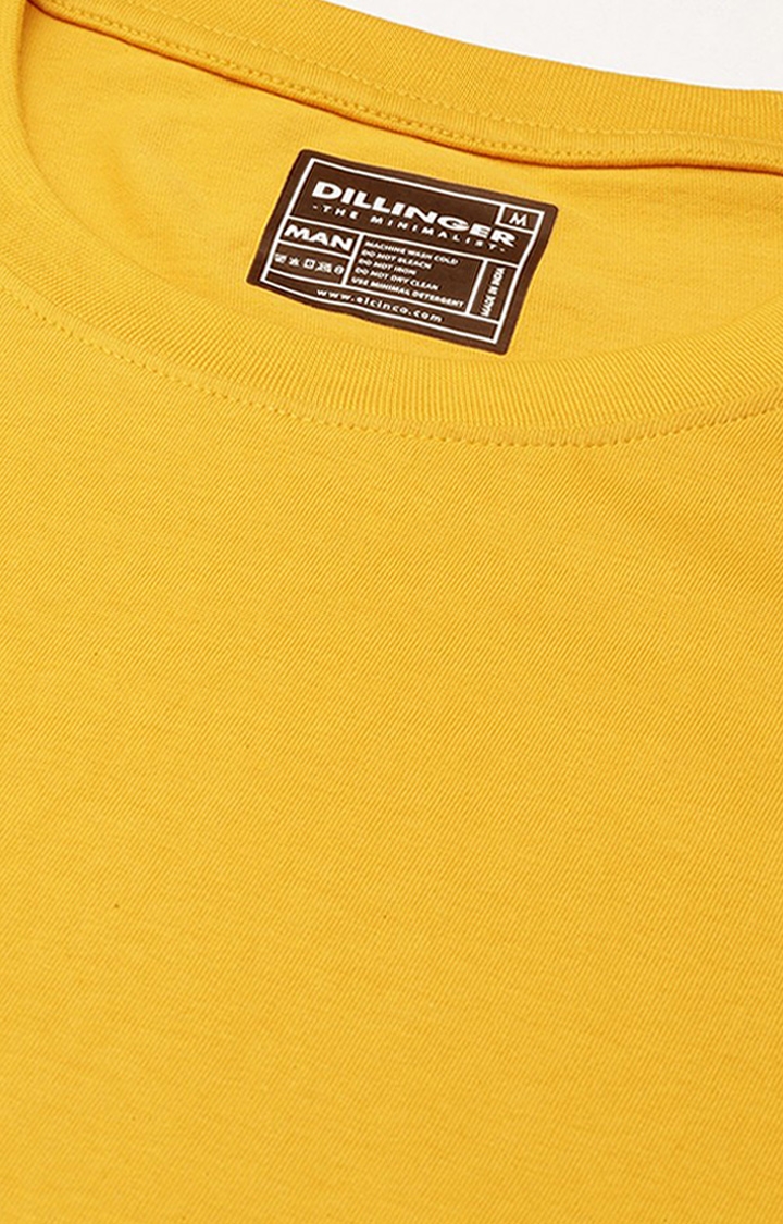 Dillinger | Men's Yellow Solid Oversized T-Shirts 4