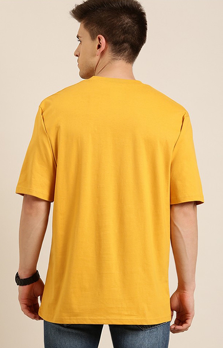 Dillinger | Men's Yellow Solid Oversized T-Shirts 2