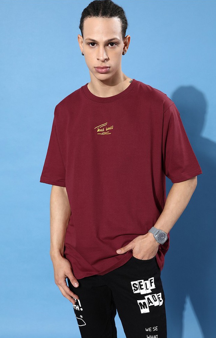 Men's Red Graphics Oversized T-Shirts
