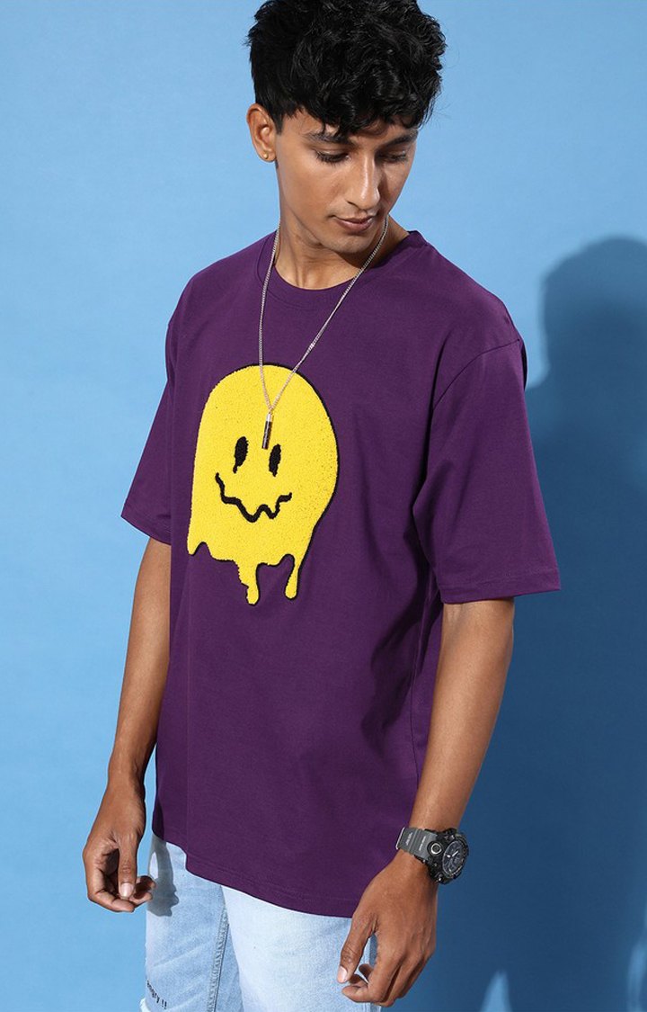 Men's Purple Graphics Oversized T-Shirts