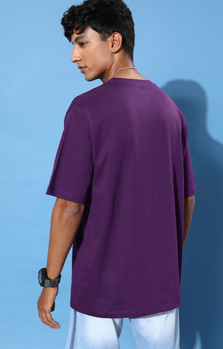 Men's Purple Graphics Oversized T-Shirts