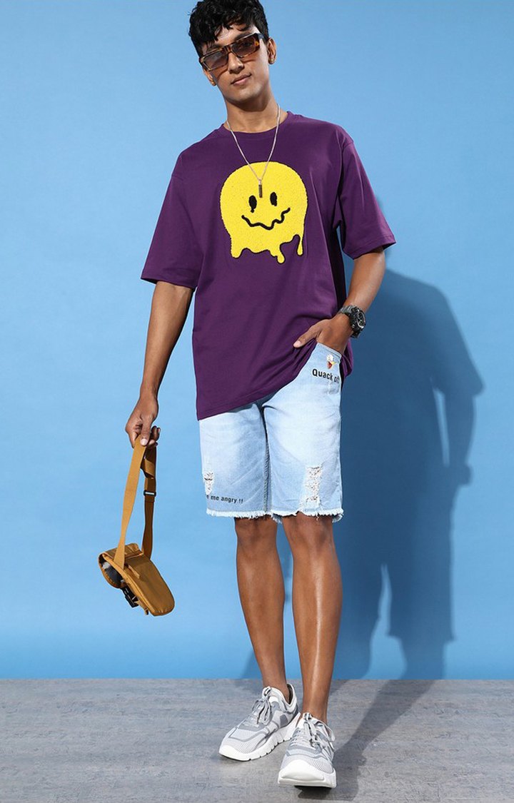 Men's Purple Graphics Oversized T-Shirts