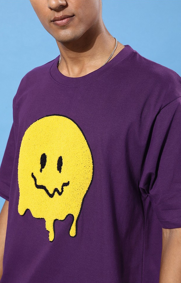 Men's Purple Graphics Oversized T-Shirts