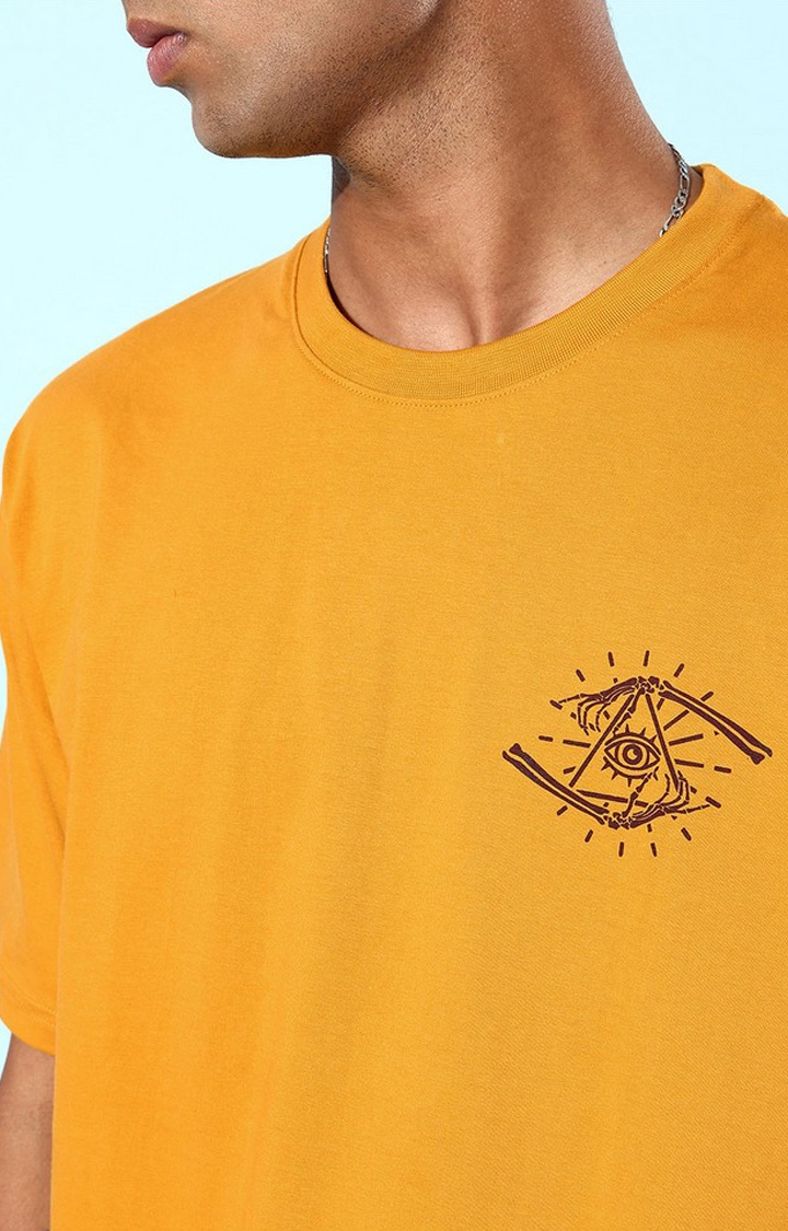 Dillinger | Men's Yellow Graphics Oversized T-Shirts 4