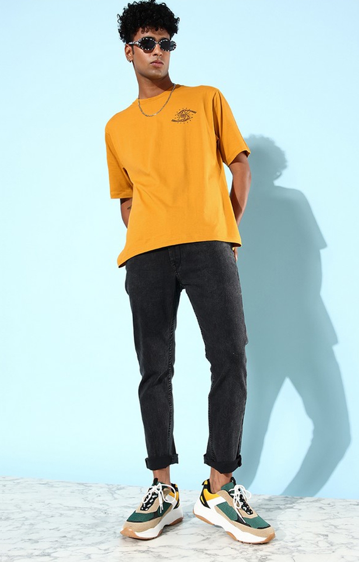 Dillinger | Men's Yellow Graphics Oversized T-Shirts 1