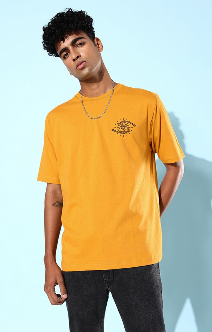 Dillinger | Men's Yellow Graphics Oversized T-Shirts 2