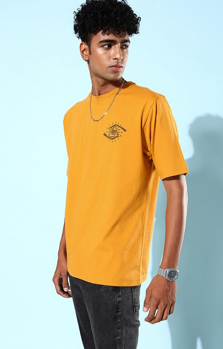 Dillinger | Men's Yellow Graphics Oversized T-Shirts 3
