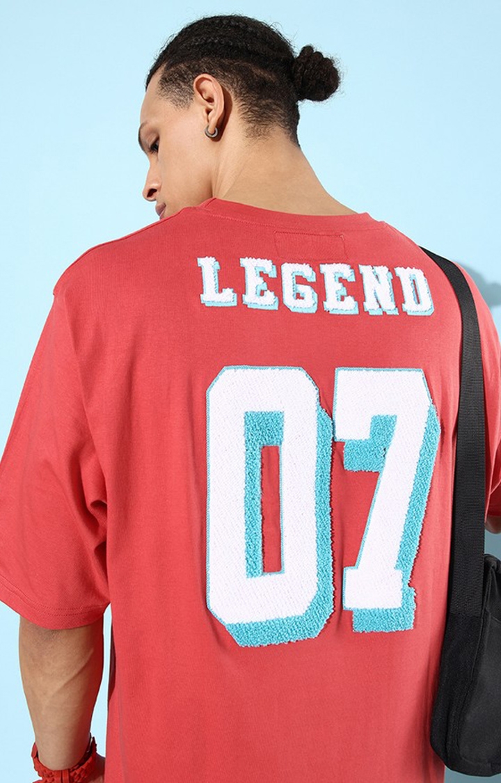 Dillinger | Men's Red Typographic Oversized T-Shirts