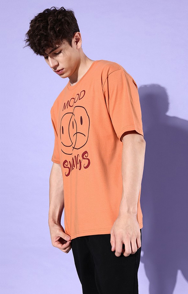 Dillinger | Men's Brown Cotton Graphic Printed Oversized T-Shirt