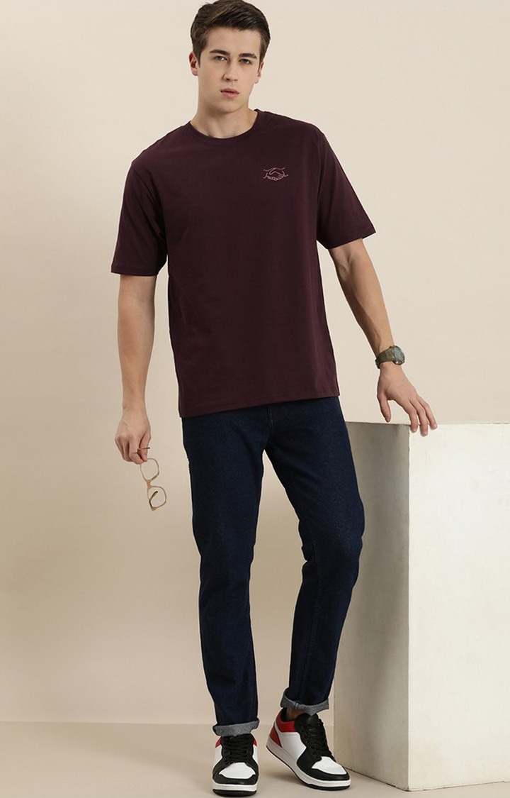 Men's Red Graphics Oversized T-Shirts