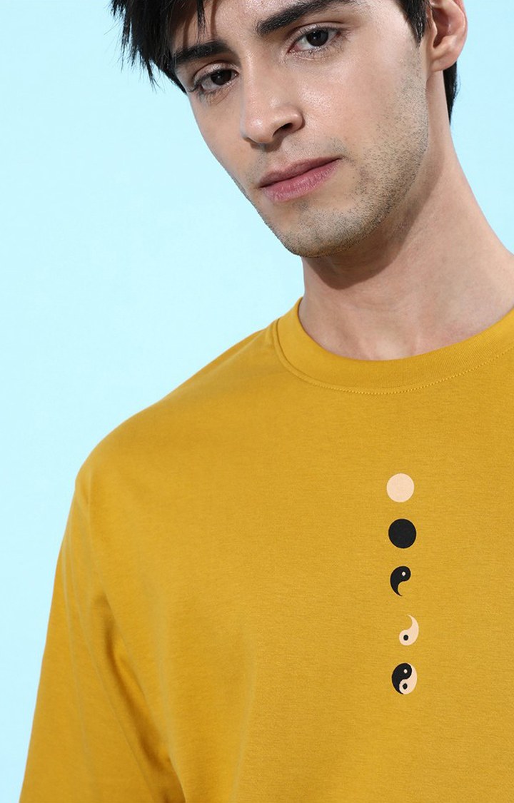 Men's Yellow Typographic Oversized T-Shirts