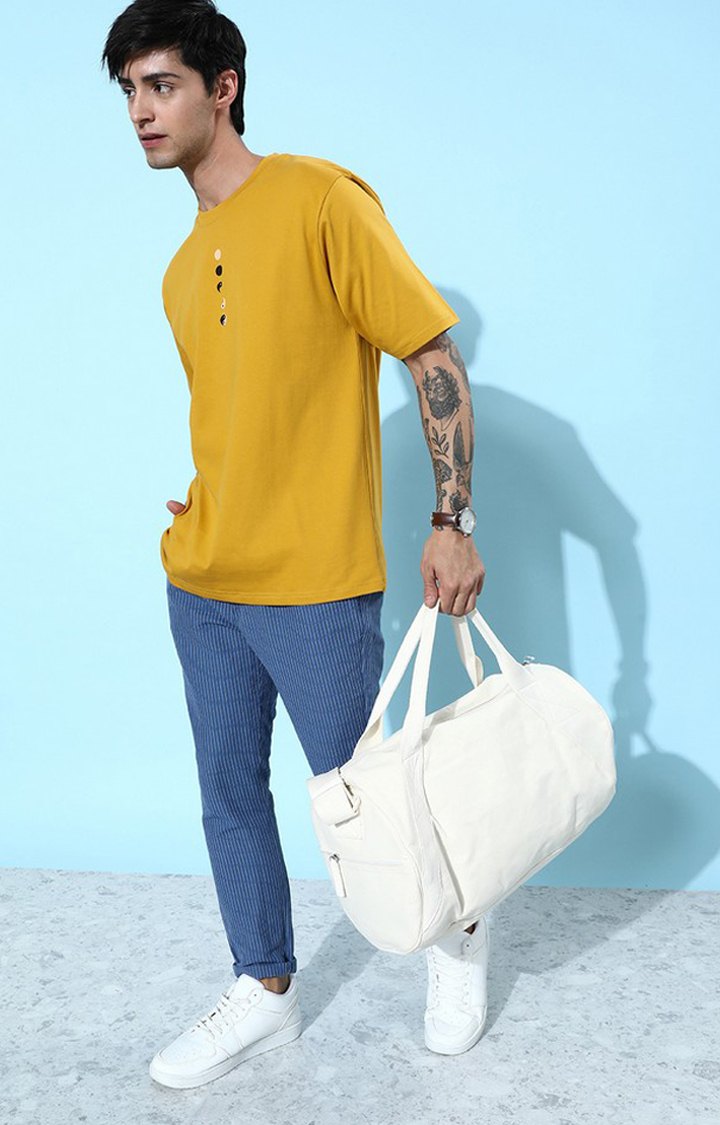 Men's Yellow Typographic Oversized T-Shirts