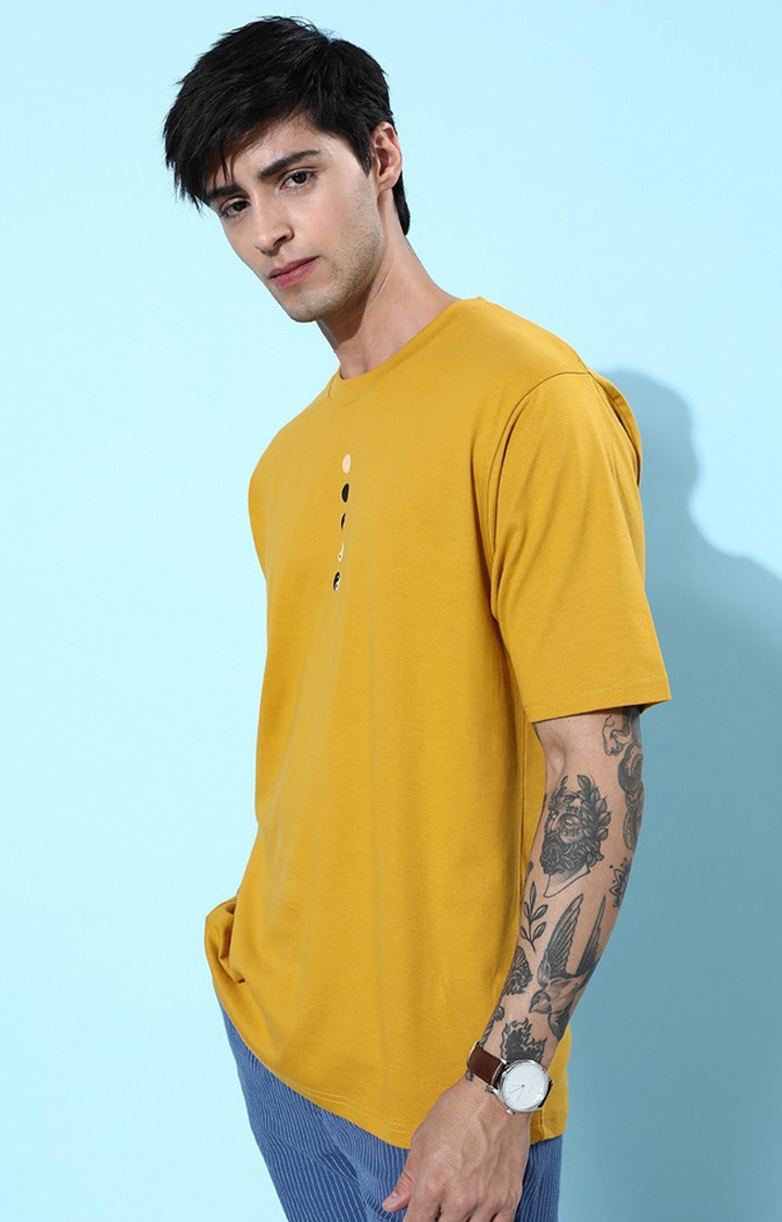 Men's Yellow Typographic Oversized T-Shirts