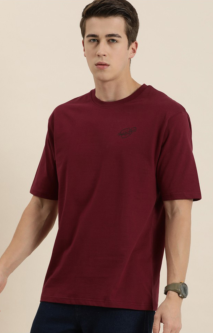 Men's Red Typographic Oversized T-Shirts