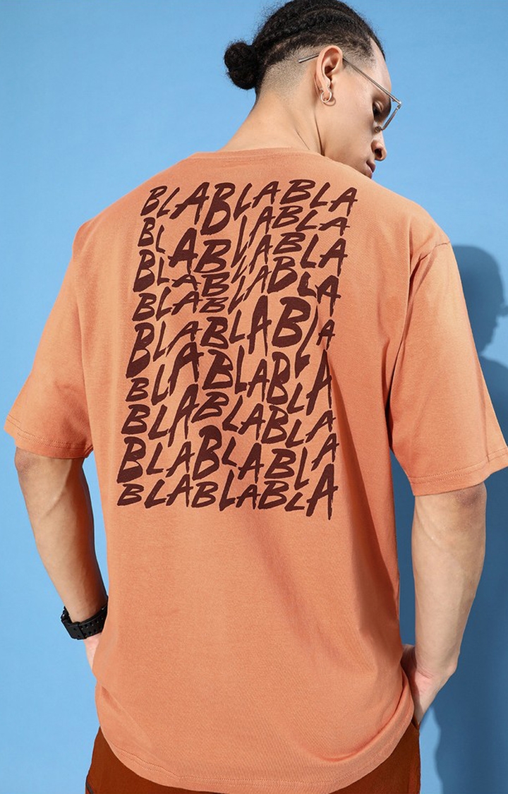 Dillinger | Men's Brown Cotton Typographic Printed Oversized T-Shirt