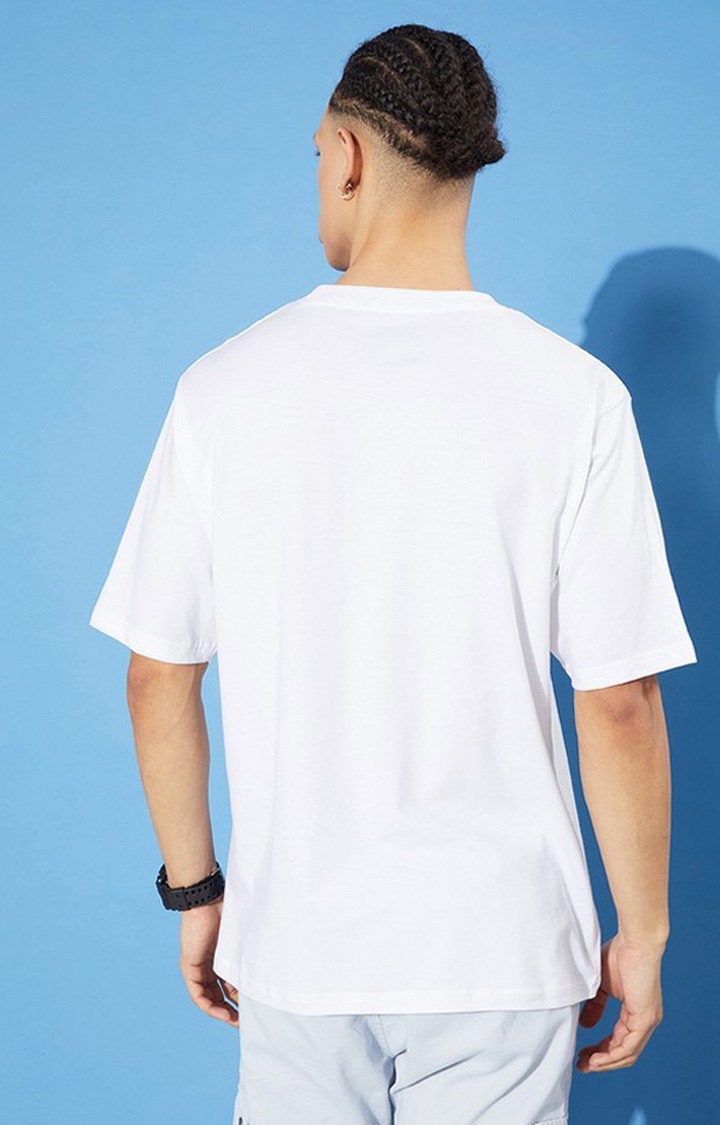 Men's White Graphics Boxy T-Shirt