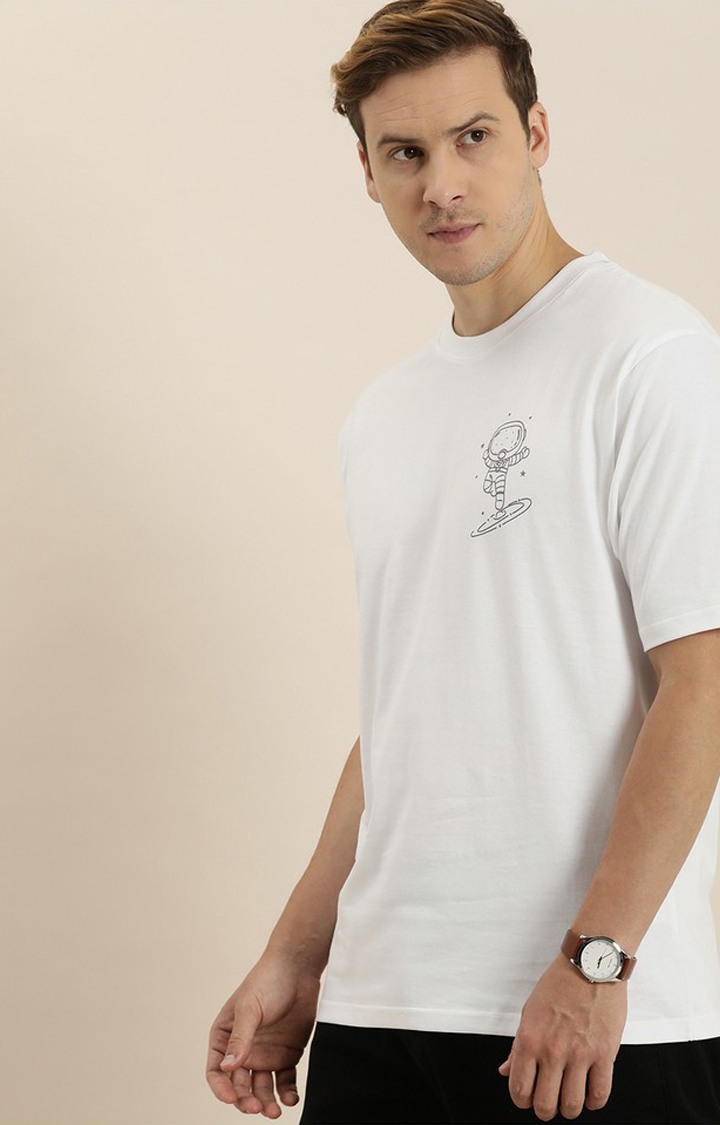 Men's White Typographic Oversized T-Shirts