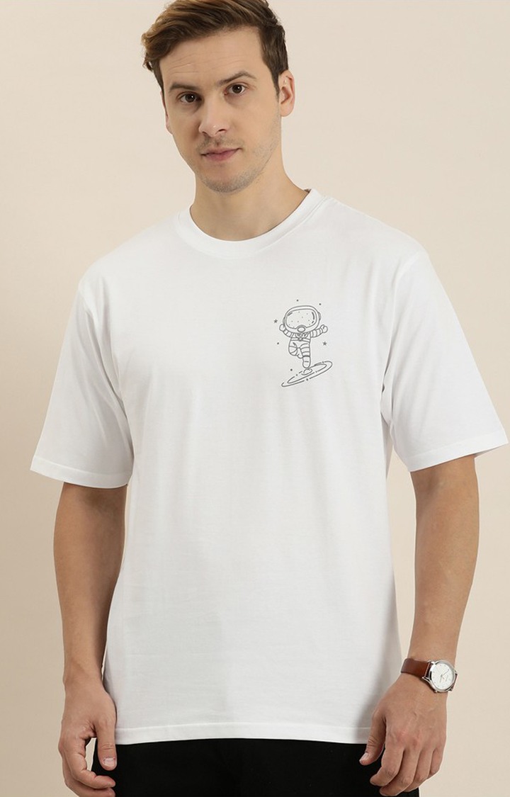 Men's White Typographic Oversized T-Shirts