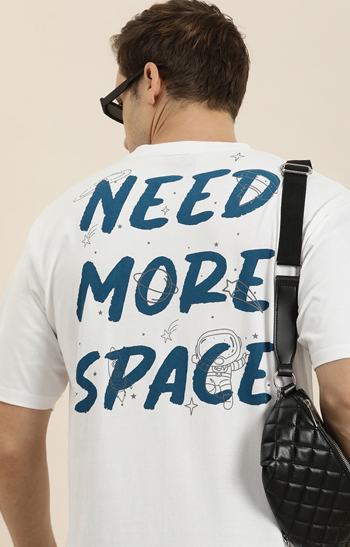 Men's White Typographic Oversized T-Shirts